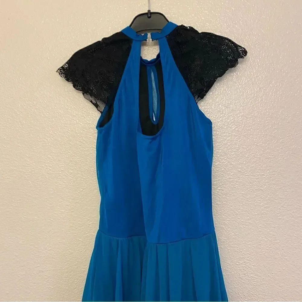 WEISSMAN Dance costume lyrical teal blue lace mesh These Days 12185 adult MA